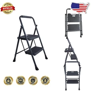 Portable 2-Step Folding Step Stool with 330 lbs Capacity & Anti-Slip Pedal - Picture 1 of 8