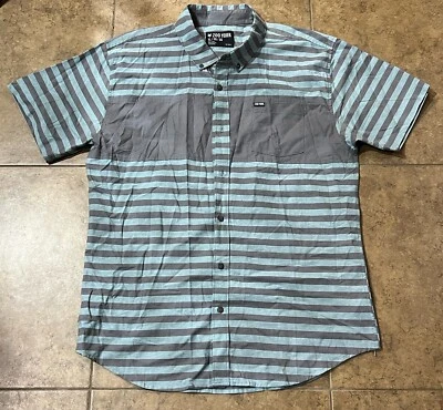 Camisa Zoo York Para Hombres XL Verde Azulado Y Gris Abotonada Manga Corta Ciudad Informal Patín Foto 1 de 4
