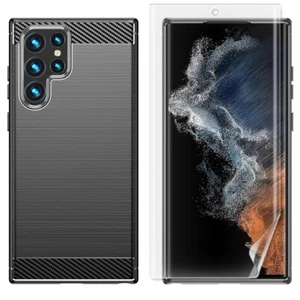 2in1 Clear Soft Screen Protector Carbon Fiber Case for Samsung Galaxy S22+ S906U - Picture 1 of 1
