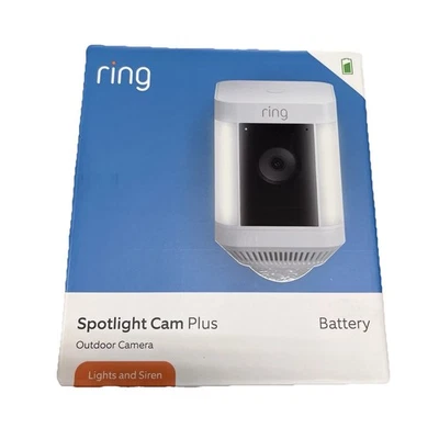 NEW Ring Spotlight Cam Plus Battery White Siren Surveillance Camera Amazon Alexa - Image 1 of 4