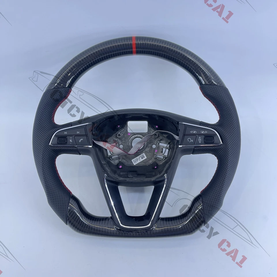 Volante de fibra de carbono personalizado para Seat Leon Cupra Mk3 FR Ibiza 2014-2020 - Imagem 1 de 4