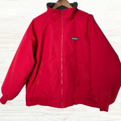 Lands End Squall Aircore-200 Jacket Mens Size L Red Grey Fleece Lined Outdoors - Image 1 of 4