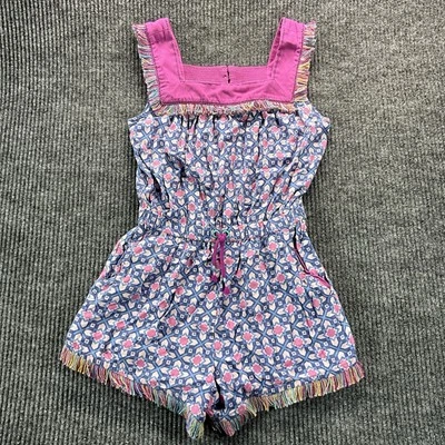 Matilda Jane Romper Girls 10 Fringe Trim Sleeveless Pink Blue Floral Boho - Image 1 of 4