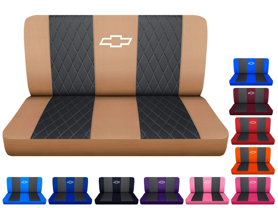 Front bench seat covers Fits 1961 to 1986 Chevy C/K 10/20 W/design and diamond - Image 1 of 4