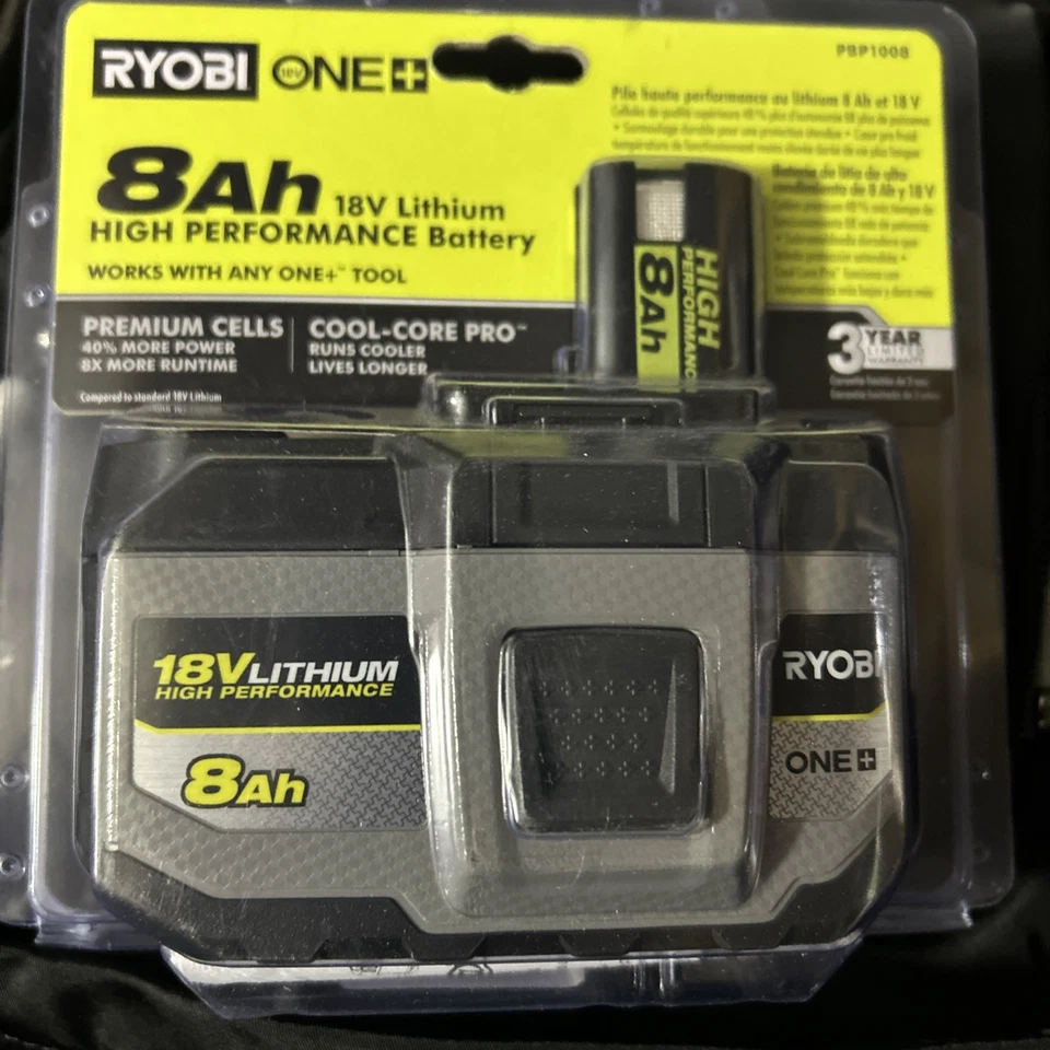 Ryobi 18V Li-Ion 8Ah bateria de alto desempenho PBP1008 nova - Imagem 1 de 1