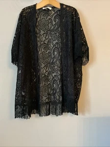Abercrombie & Fitch Black Lace Kimono - One Size - Picture 1 of 6