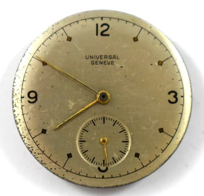 Vintage Universal Geneve Watch Dial & Hands + Partial Movement lot.a - Image 1 of 3