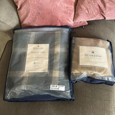 Pendleton Eco-Wise Washable Wool Twin Blanket & Pillow Sham (NEW) Plaid - Image 1 of 4