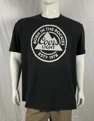 Coors Light Born in the Rockies Black T Shirt, A Grade, Men's Size 2XL - Image 1 of 4