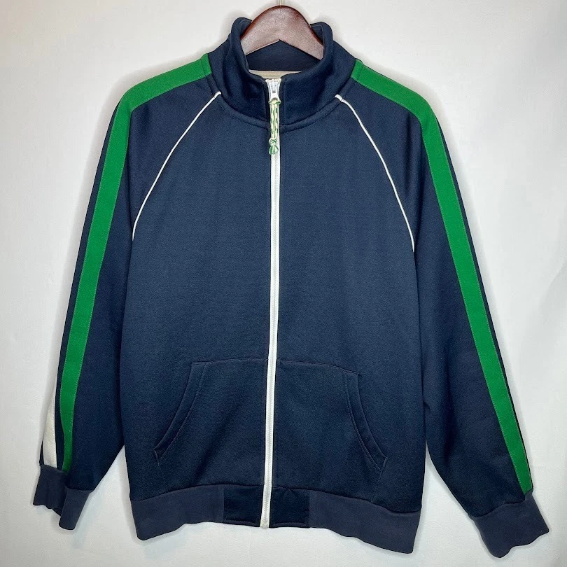 Antigua chaqueta deportiva azul marino verde con cremallera para hombre L retro Y2K ropa de calle Foto 1 de 4