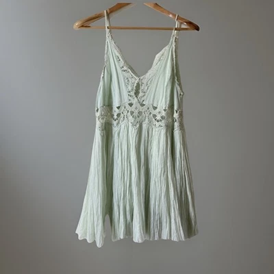 Free People FP One Ilektra Lace Mini Slip Dress Women’s M Mint Green Boho Flowy - Image 1 of 4