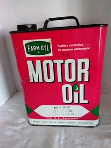 Vintage FARM-OYL Motor Oil Advertising Can 2 Gallon Empty Gas & Oil Farm - Picture 1 of 8