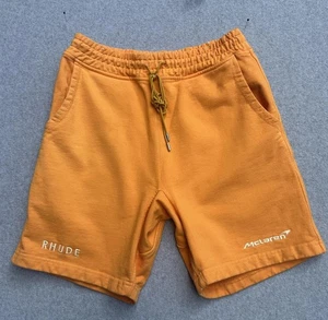 Rhude x McLaren Shorts Mens Medium Orange Sweatshorts Embroidered Made in USA - Picture 1 of 11