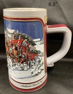 Anheuser Busch Budweiser Sammler Stein Bierkrug Bud Clydesdale Schneeszene1989 - Bild 1 von 7