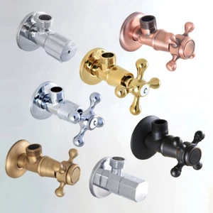 Válvula de cierre angular de baño cromado/antiguo/negro/dorado 1/2"" malex 1/2"" macho de latón - Imagen 1 de 21