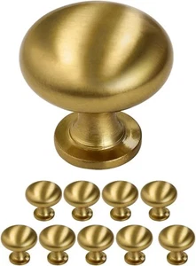 Probrico Solid Round Cabinet Door Knob Polished Gold Kitchen Cabinet / 10 Pack - Picture 1 of 7