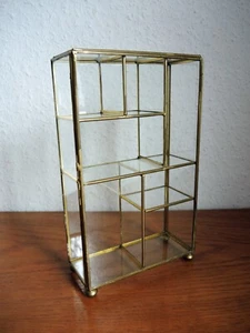 XS Glas Vitrine Messing Rahmen rechteckig ohne Spiegel Sammlerstück Miniatur - Bild 1 von 8