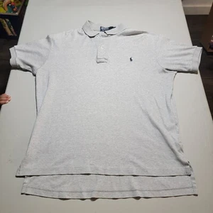 Vintage Polo Ralph Lauren Mens Medium M Gray Polo Blue Pony Cotton Short Sleeve  - Picture 1 of 11