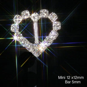 MINI CORAZÓN ESTRÁS DIAMANTE CINTA PLATA HEBILLA DESLIZANTE BARRA VERTICAL aplicación 13mm - Imagen 1 de 5