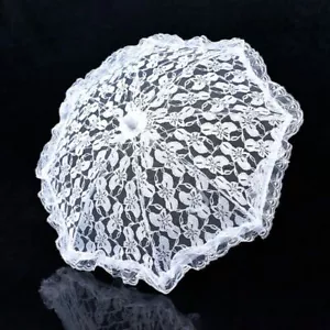 Lace Embroidered Sun Parasol Umbrella Bridal Wedding Dancing Party Photo Show US - Picture 1 of 3