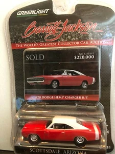 1/64 GREENLIGHT BARRETT JACKSON 1970 DODGE CHARGER R/T HEMI RED & WHITE TOP - Picture 1 of 2