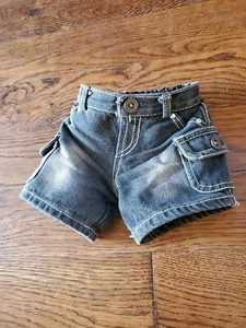 Build A Bear denim nero blu tasche cargo jeans pantaloncini skater vintage - Foto 1 di 11