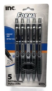 Bolígrafos de tinta INC FORMA 5pk NEGROS retráctiles 1,0 mm barril de agarre cómodo - Imagen 1 de 1