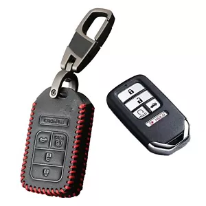 Car leather remote control Key protective case Cover For Honda Civic Accord CR-V - Picture 1 of 11