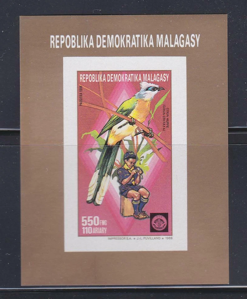 MADAGASCAR 1988 BIRD STAMPS SCOUTS BIRD IMPERF SS MNH - BIRDL311 - Image 1 of 1