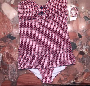Nwt Jessica Simpson Badeanzug Rot Herz Bandeau Tankini 2pc Satz Damen S/M - Bild 1 von 3