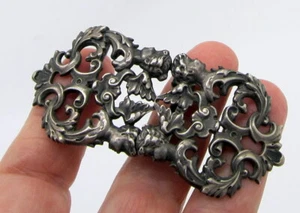 Antique Art Nouveau William B Kerr Sterling Silver Rococo Cupid Sash Cape Buckle - Picture 1 of 5