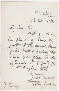 Peter Graham (1836-1921), Scottish painter, 1882 Autograph Letter - Picture 1 of 1