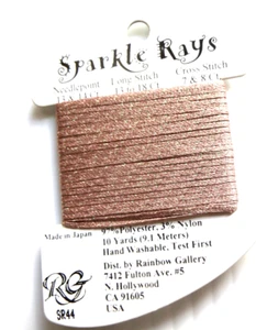 Rainbow Gallery ~ Sparkle Rays Needlepoint ~ 100% Rayon Ribbon ~ SR44 Tan - Picture 1 of 3