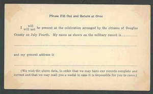 Ca 1918 PC  JULY 4TH FOR MILITARY MEN GIVING MEDALS TO EACH SVCE MAN LAWRENCE KS - Picture 1 of 1