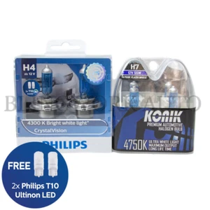 Philips H4 Crystal Vision KONIK H7 4750K Luz Blanca FORD FALCON BA BF FG XR6 - Imagen 1 de 11