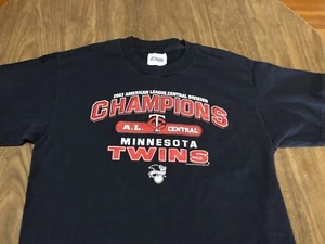 Minnesota Twins 2002 MLB Baseball AL Central Champions Large Navy T Shirt - Picture 1 of 7