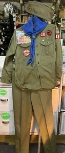 Vintage Boy Scout Outfit Shirt Pants, NECKERCHIEF Belt CLEAN ORIGINAL - Picture 1 of 11