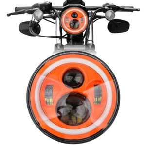 Orange 7 Inch Halo Angel Eyes LED Projector Headlights For 97-16 Jeep Wrangler - Bild 1 von 10