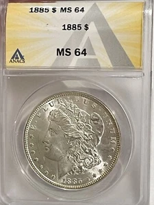 1885 Morgan Silver $1 Dollar MS64 ANACS certified #963 - Picture 1 of 2