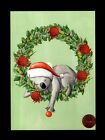 Christmas Koala Santa Hat Wreath Sleeping Flowers - Greeting Card  W/ TRACKING