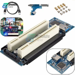 PCI-E Express X1 to Dual PCI Riser Extend Adapter Card With USB 3.0 Cable - Picture 1 of 4