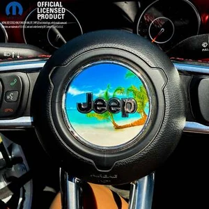Jeep Wrangler JL Gladiator Steering Wheel Circle The Beach Vinyl Decal Sticker - Picture 1 of 6