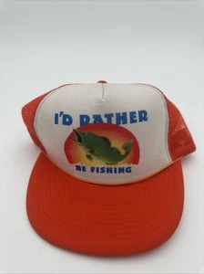 Gorra de camionero de pesca I'd Rather Be de colección gorra snapback excelente estado ¡Impresionante!! - Imagen 1 de 3