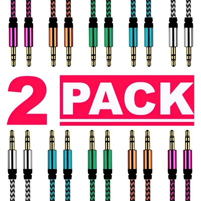 2PCS AUX Cable 3.5mm Jack Male to Male Stereo Audio Cord for PC iPod Car iPhone - Image 1 of 4