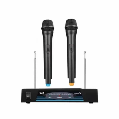 Dual VHF 2 Channel Handheld Wireless Microphone System VHF/FM Karaoke W/Receiver - Image 1 of 2