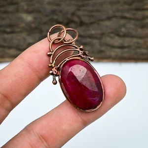 Rubin Edelstein Kupfer Handarbeit Edelstein galvanisiert Anhänger Schmuck Frauen Geschenk - Bild 1 von 4