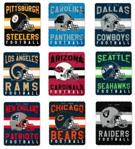 NFL SOFT FLEECE THROW BLANKET SINGULAR DESIGN 50"X60" STADIUM NEW PICK YOUR TEAM - Picture 1 of 33