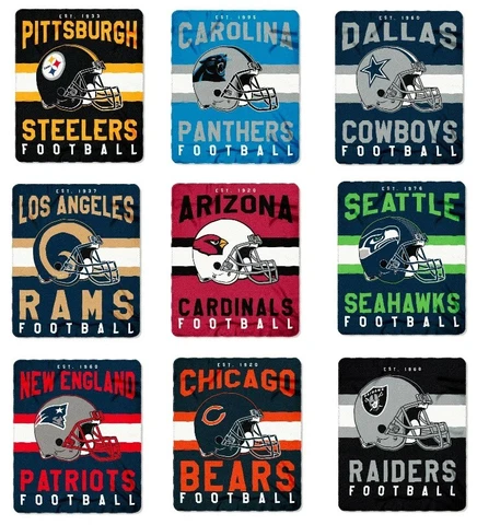 NFL SOFT FLEECE THROW BLANKET SINGULAR DESIGN 50"X60" STADIUM NEW PICK YOUR TEAM Cover