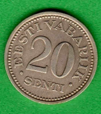 1935 ESTONIA 20 SENTI COIN 8638 - Image 1 of 2