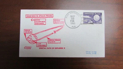 UNITED STATES SPACE THOR DELTA SATTELITE MARCH 1961 CACHET ADDRESSED COVER - Image 1 of 2
